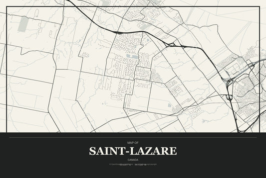 Saint-Lazare, Canada City Map Aluminum Sign in Museum Plaque style