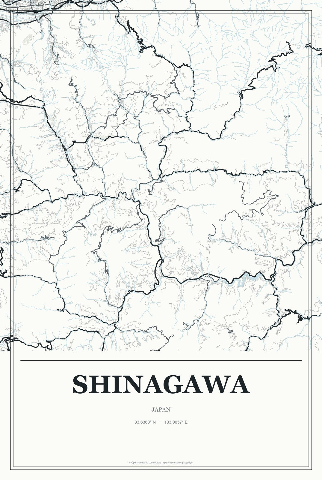 Shinagawa, Japan City Map Aluminum Sign in Gallery Air style