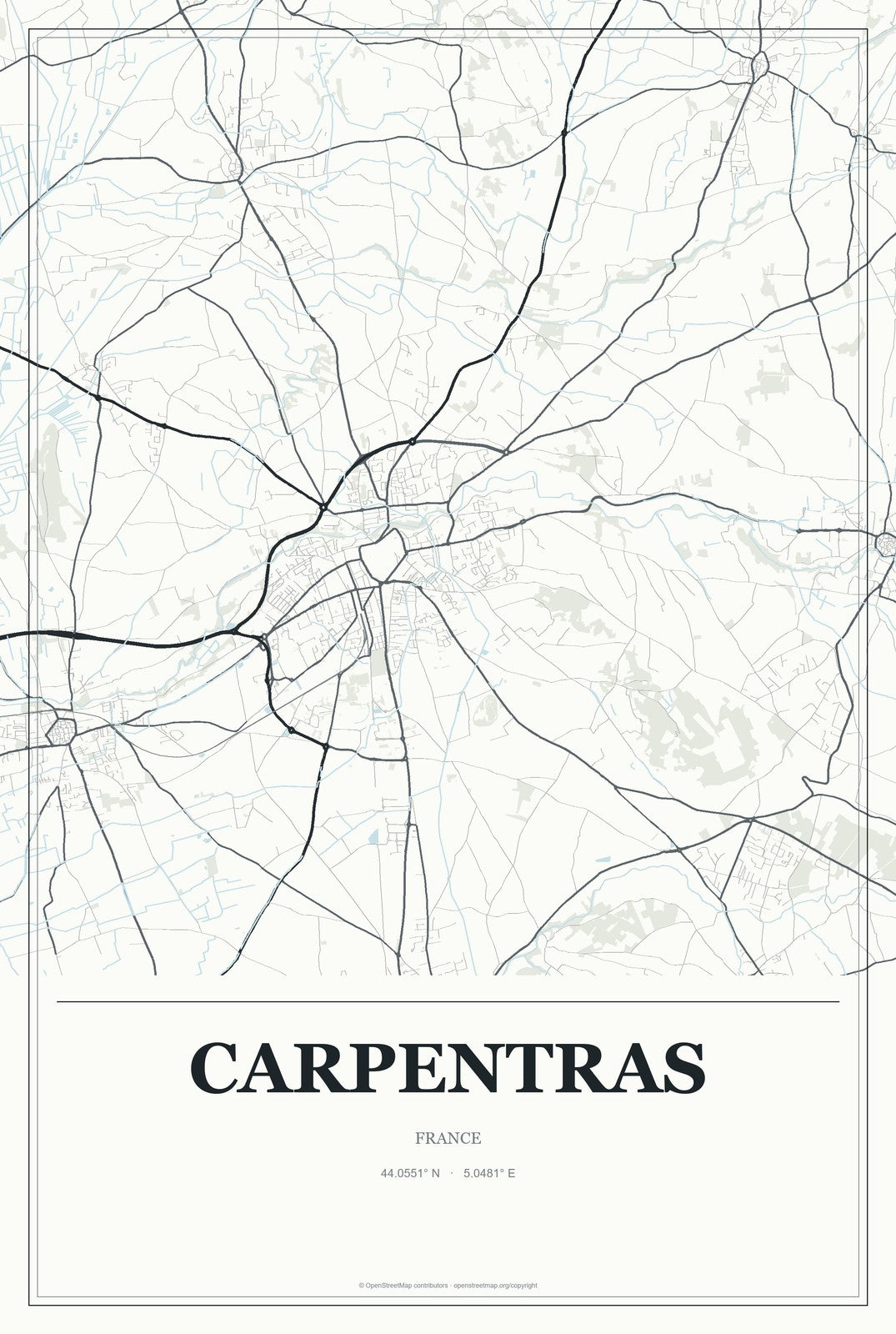 Carpentras, France City Map Aluminum Sign in Gallery Air style