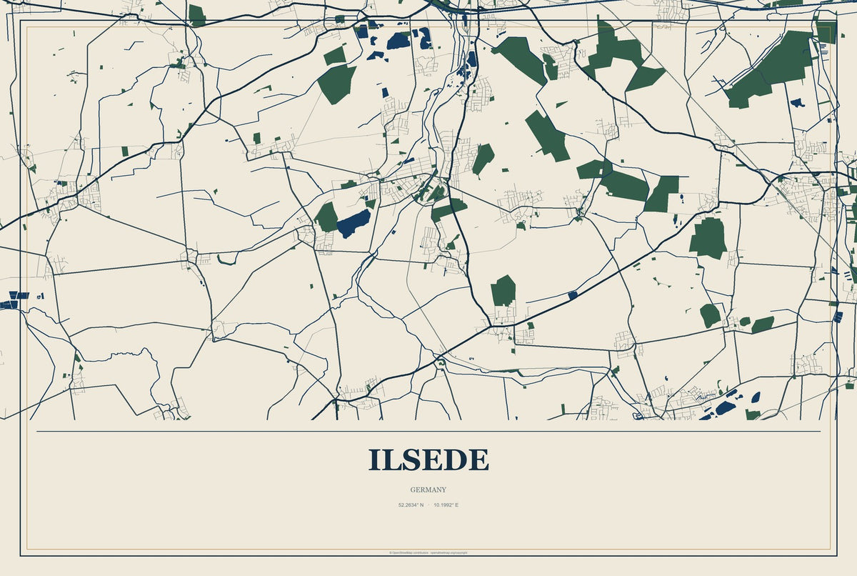 Ilsede, Germany City Map Aluminum Sign in Coastal Cutout style