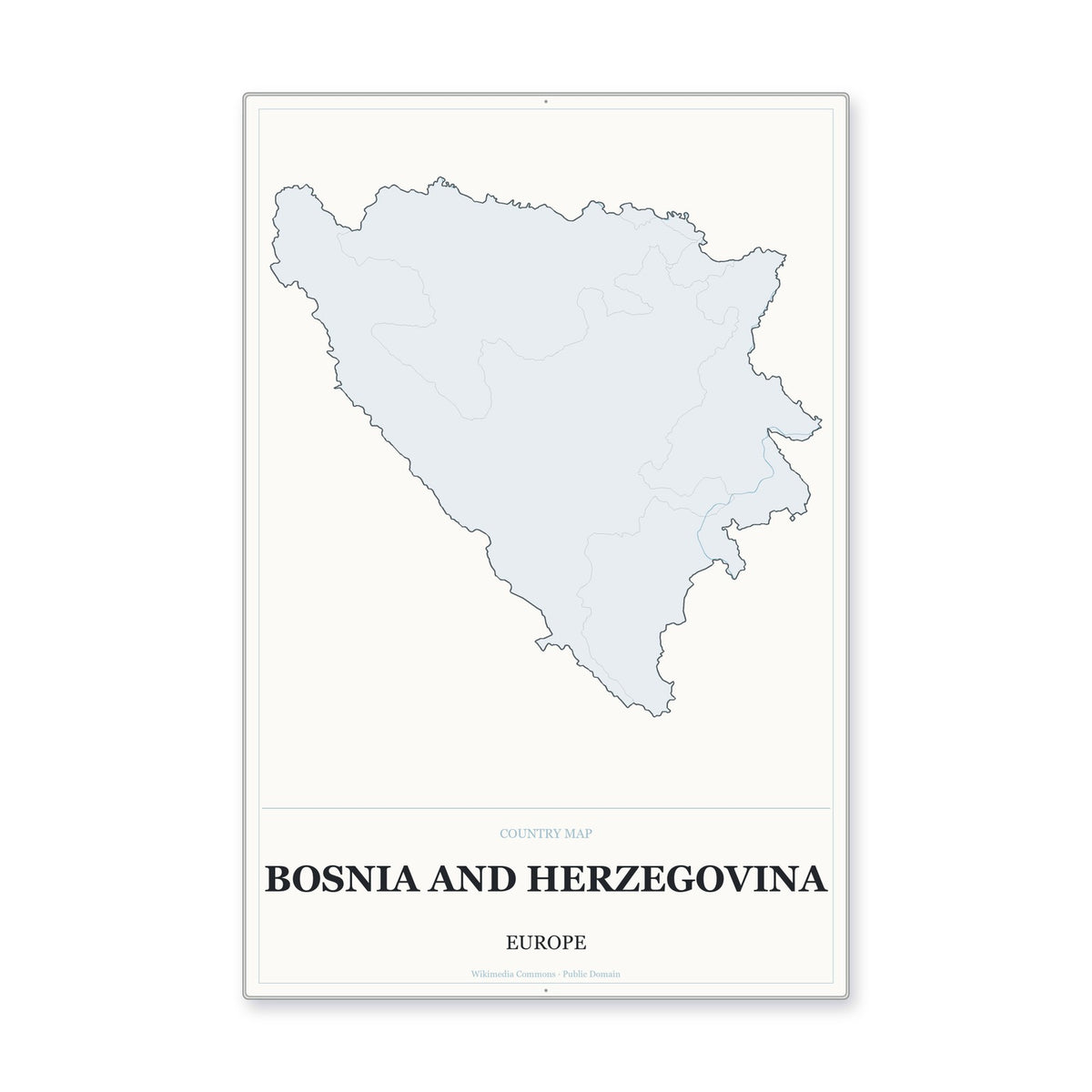 Bosnia and Herzegovina Country Map Aluminum Sign in Gallery Air style