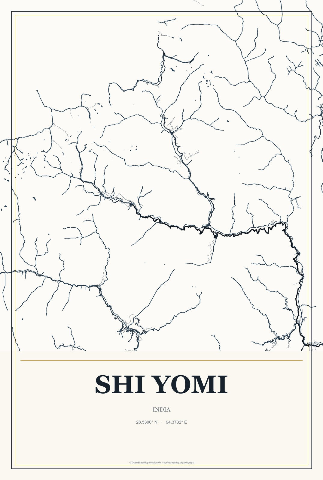 Shi Yomi, India City Map Aluminum Sign in Citrine Modern style