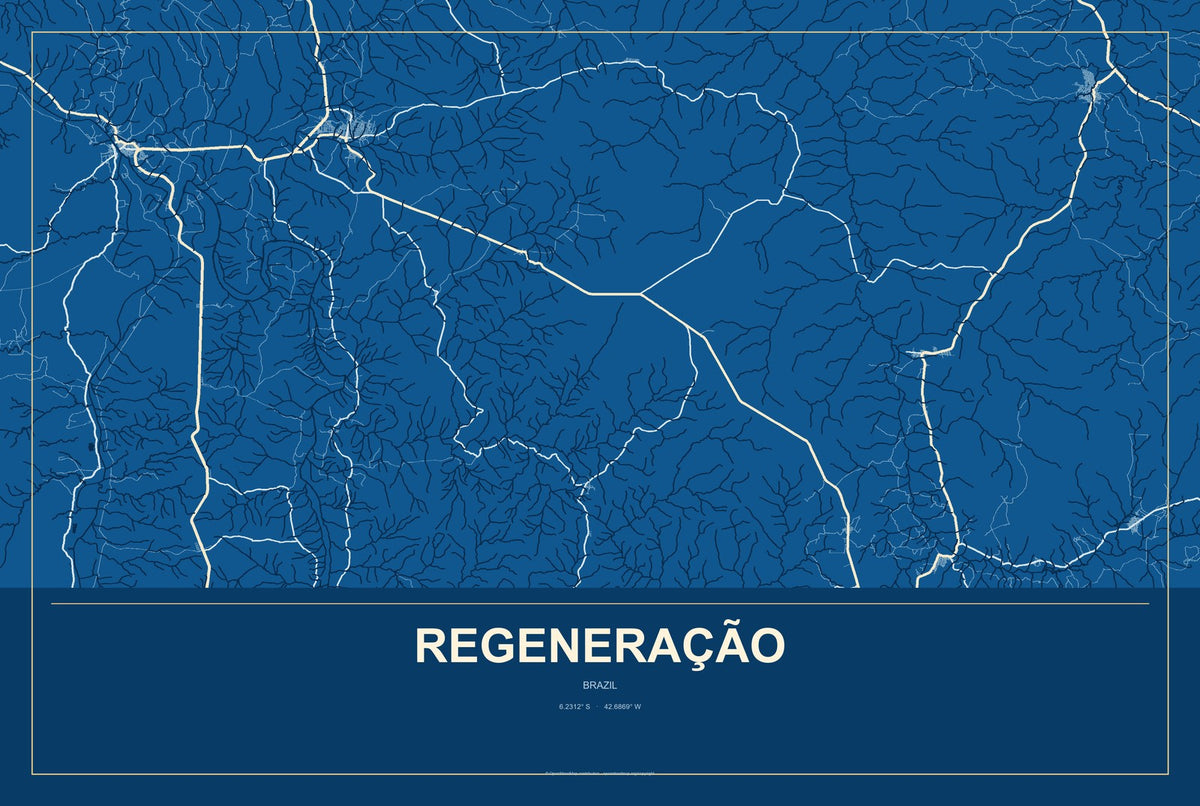 Regeneração, Brazil City Map Aluminum Sign in Harbor Cobalt style