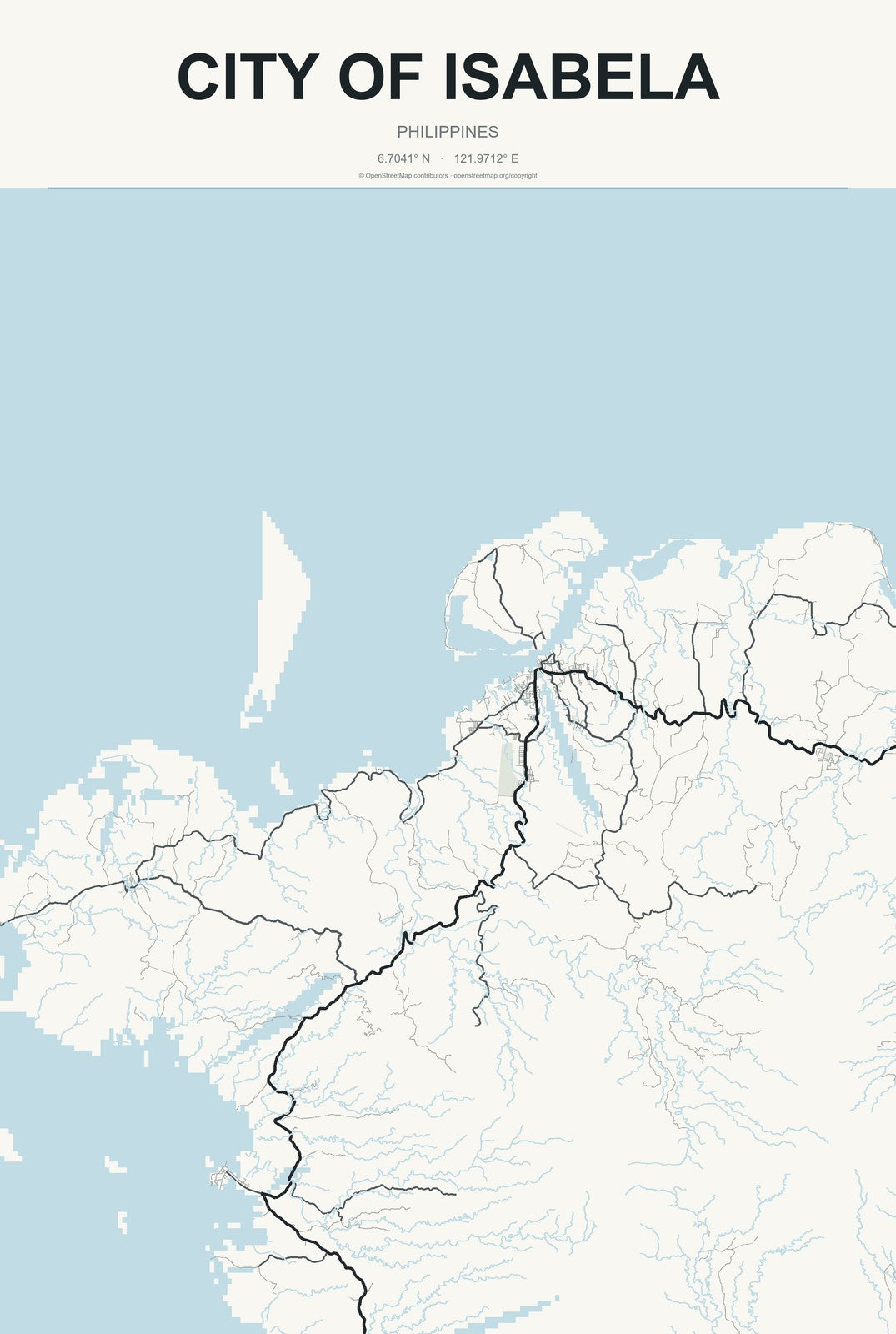 City of Isabela, Philippines City Map Aluminum Sign in Headline Atlas style