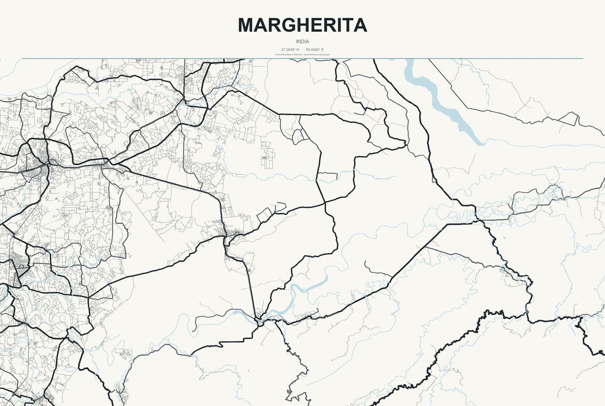 Margherita, India City Map Aluminum Sign in Headline Atlas style