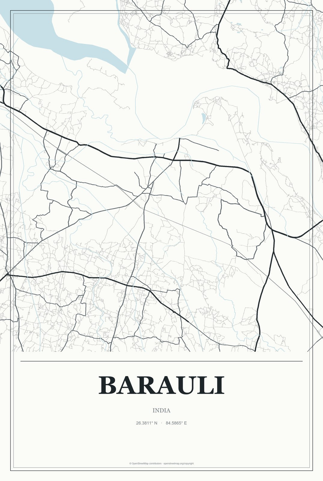Barauli, India City Map Aluminum Sign in Gallery Air style
