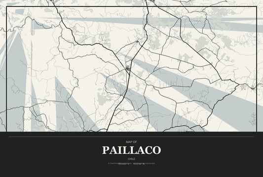 Paillaco, Chile City Map Aluminum Sign in Museum Plaque style