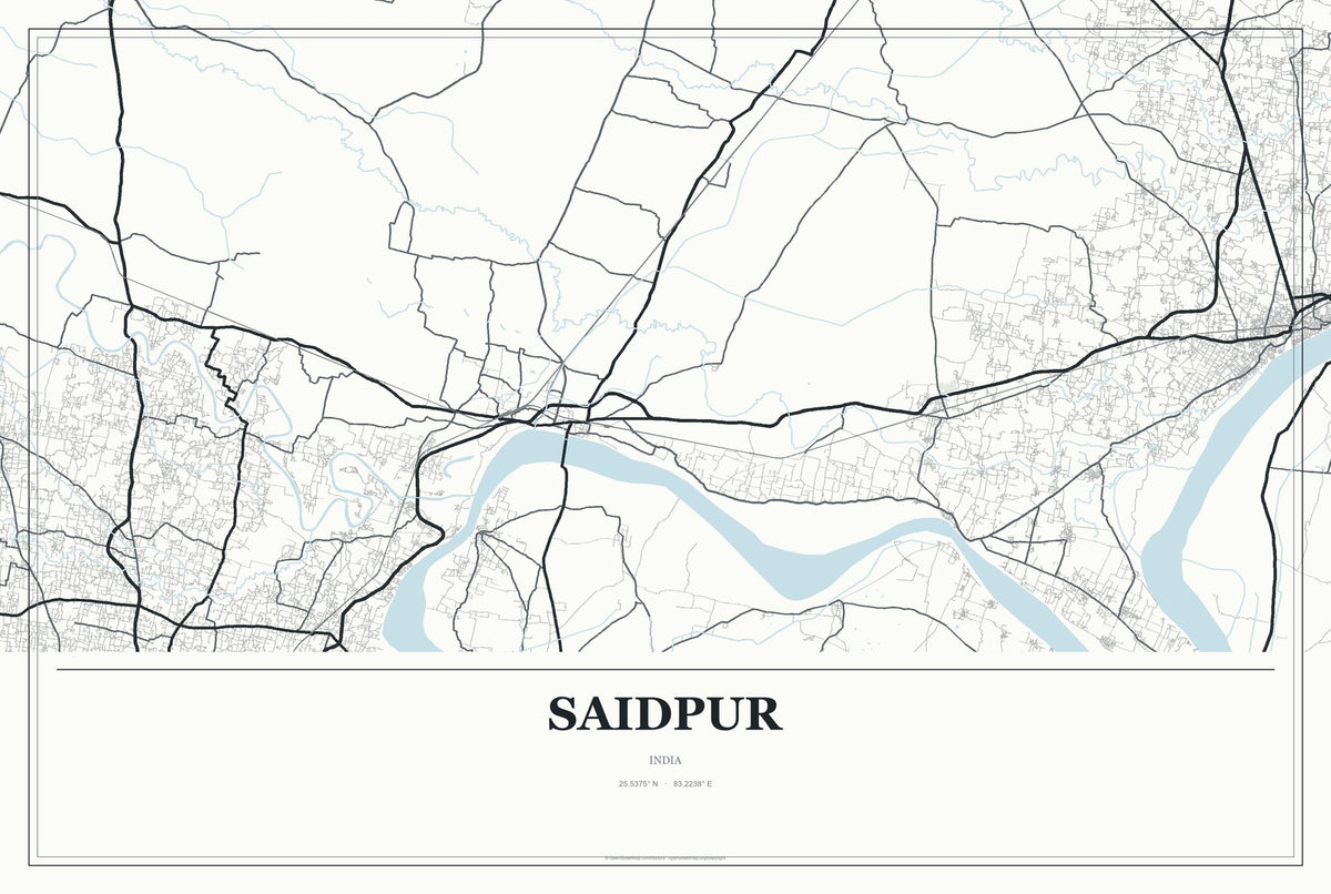 Saidpur, India City Map Aluminum Sign in Gallery Air style