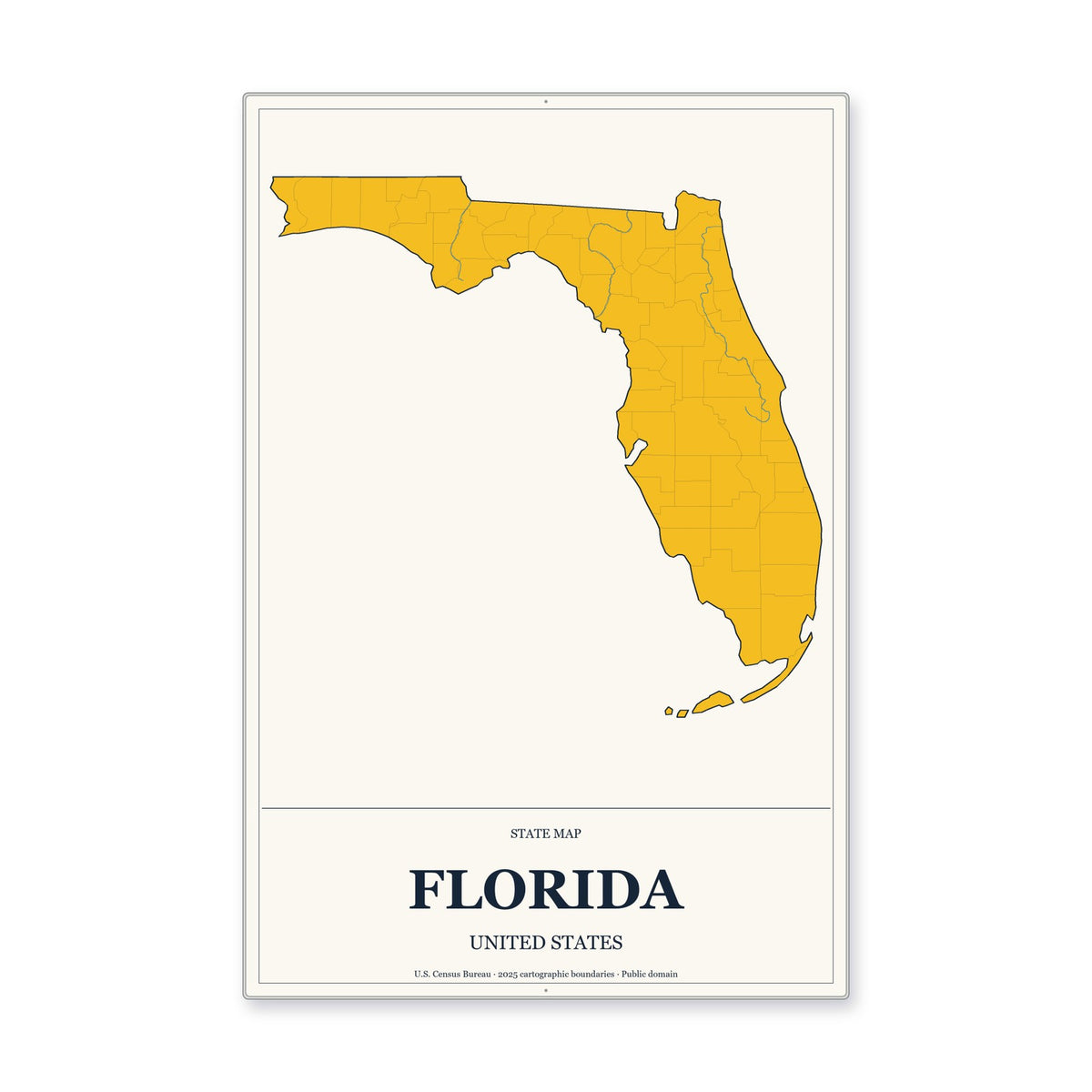 Florida state map aluminum sign in Citrine Modern style