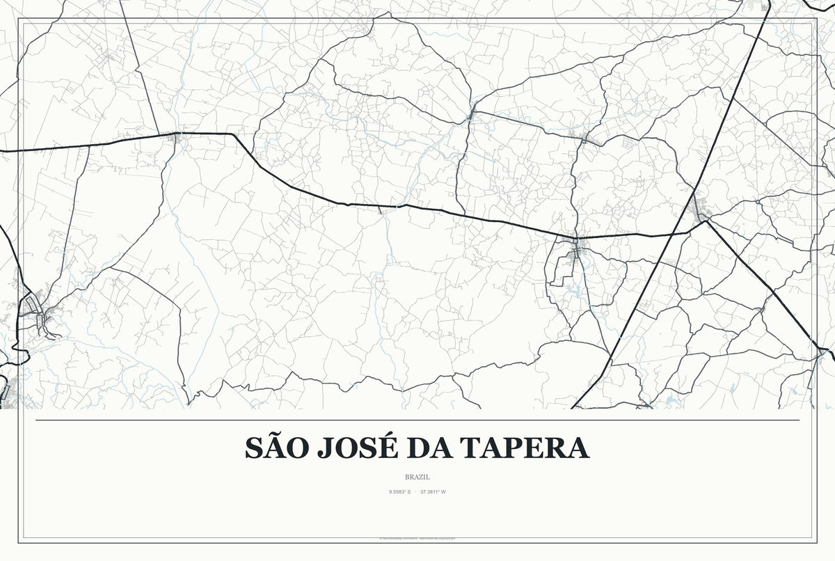 São José da Tapera, Brazil City Map Aluminum Sign in Gallery Air style