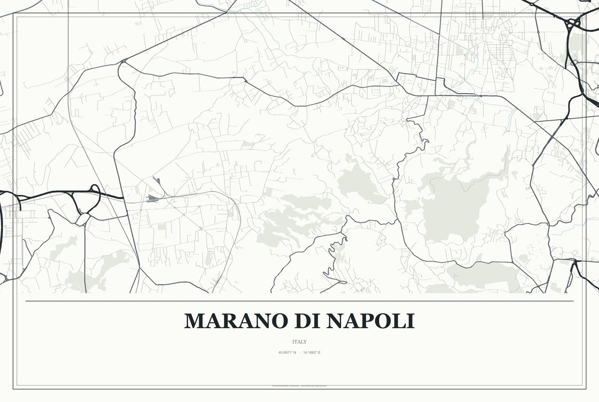 Marano di Napoli, Italy City Map Aluminum Sign in Gallery Air style