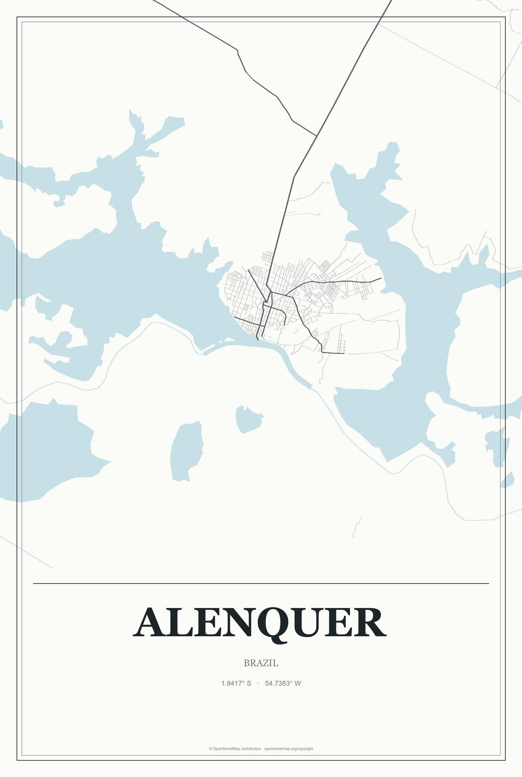 Alenquer, Brazil City Map Aluminum Sign in Gallery Air style