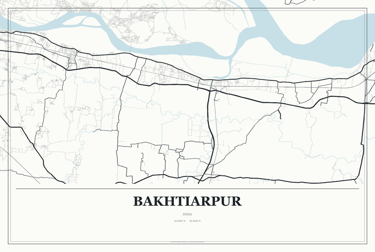 Bakhtiarpur, India City Map Aluminum Sign in Gallery Air style