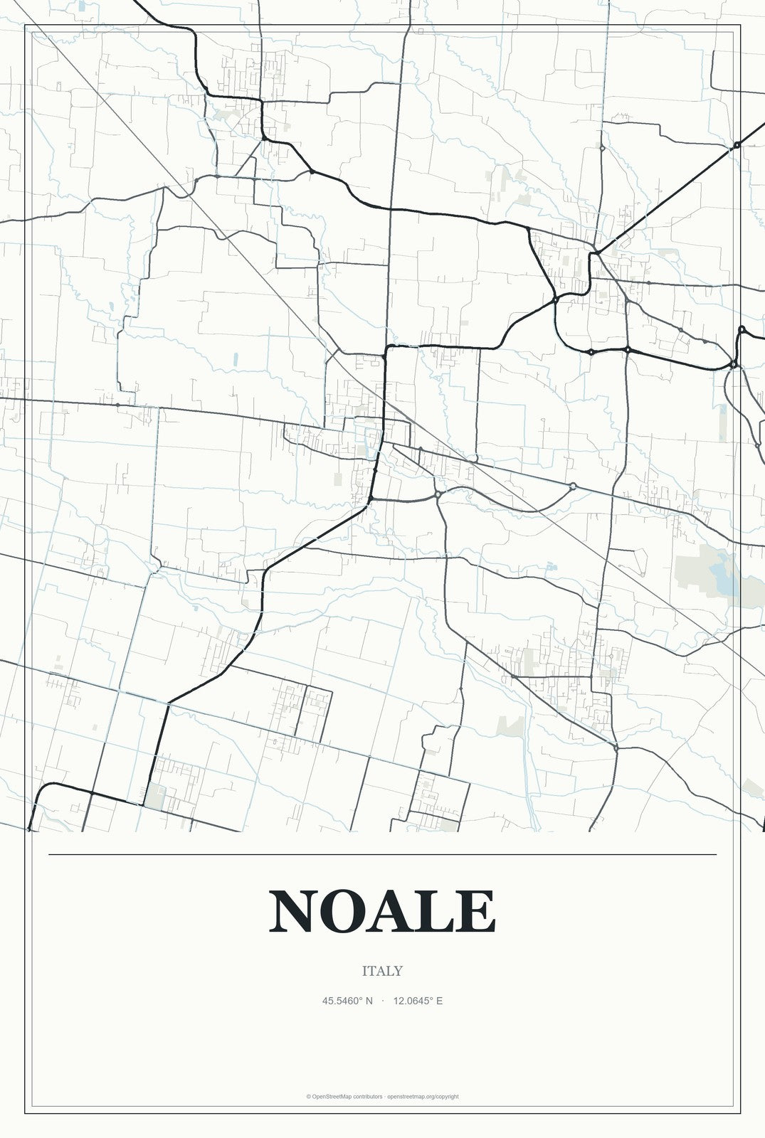 Noale, Italy City Map Aluminum Sign in Gallery Air style