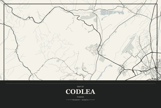 Codlea, Romania City Map Aluminum Sign in Museum Plaque style