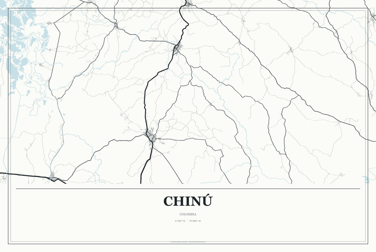 Chinú, Colombia City Map Aluminum Sign in Gallery Air style