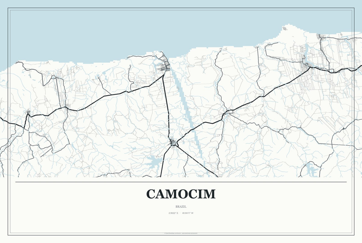 Camocim, Brazil City Map Aluminum Sign in Gallery Air style