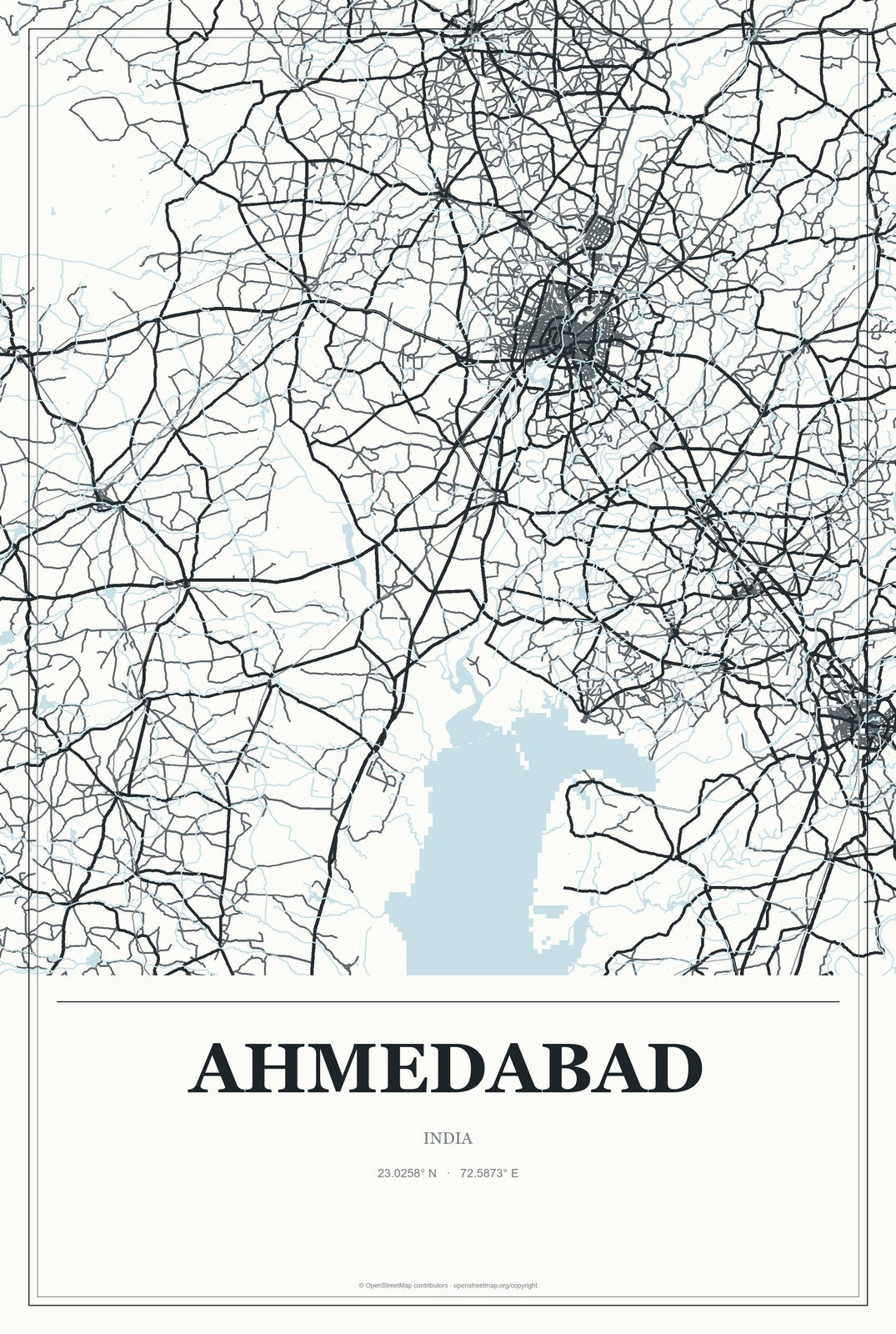 Ahmedabad, India City Map Aluminum Sign in Gallery Air style