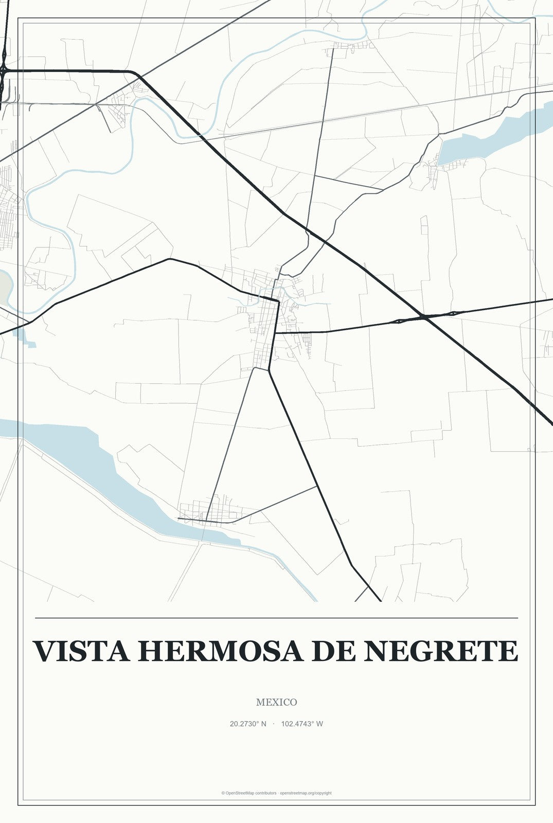 Vista Hermosa de Negrete, Mexico City Map Aluminum Sign in Gallery Air style