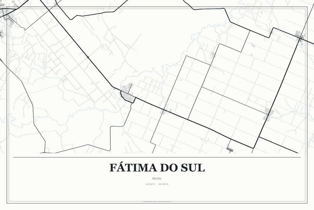 Fátima do Sul, Brazil City Map Aluminum Sign in Gallery Air style