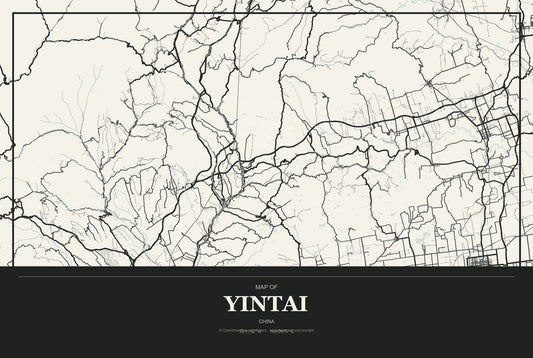 Yintai, China City Map Aluminum Sign in Museum Plaque style