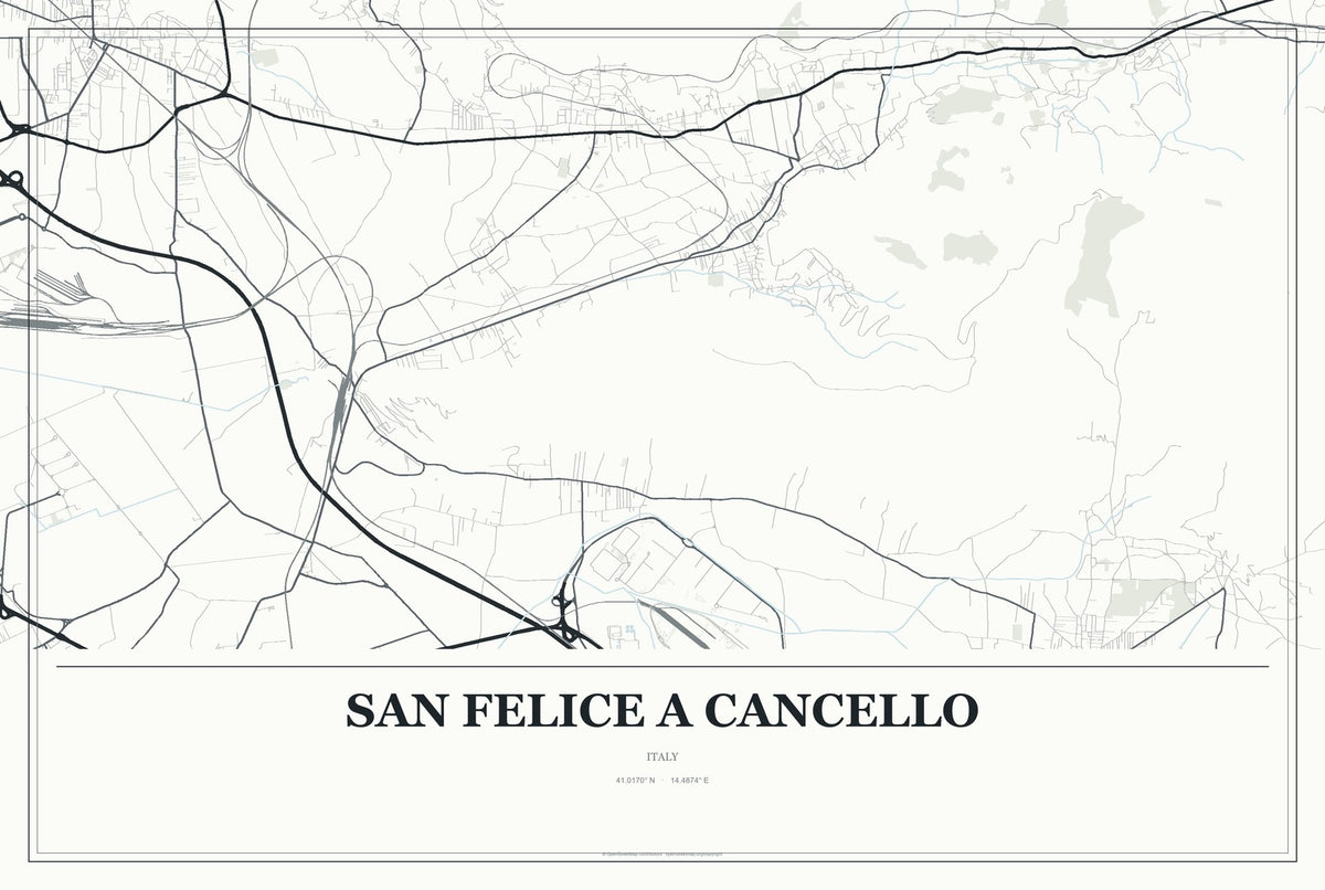 San Felice A Cancello, Italy City Map Aluminum Sign in Gallery Air style
