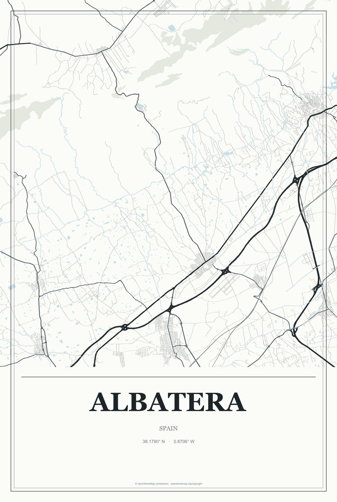 Albatera, Spain City Map Aluminum Sign in Gallery Air style