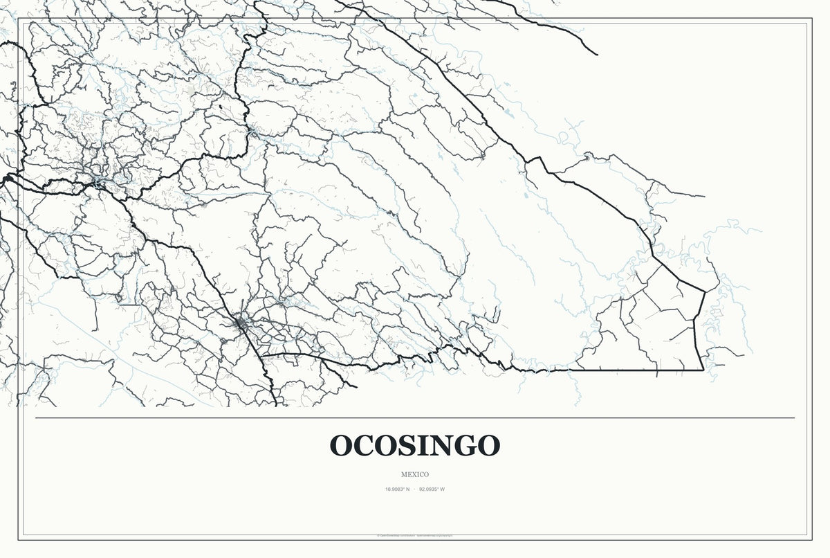 Ocosingo, Mexico City Map Aluminum Sign in Gallery Air style