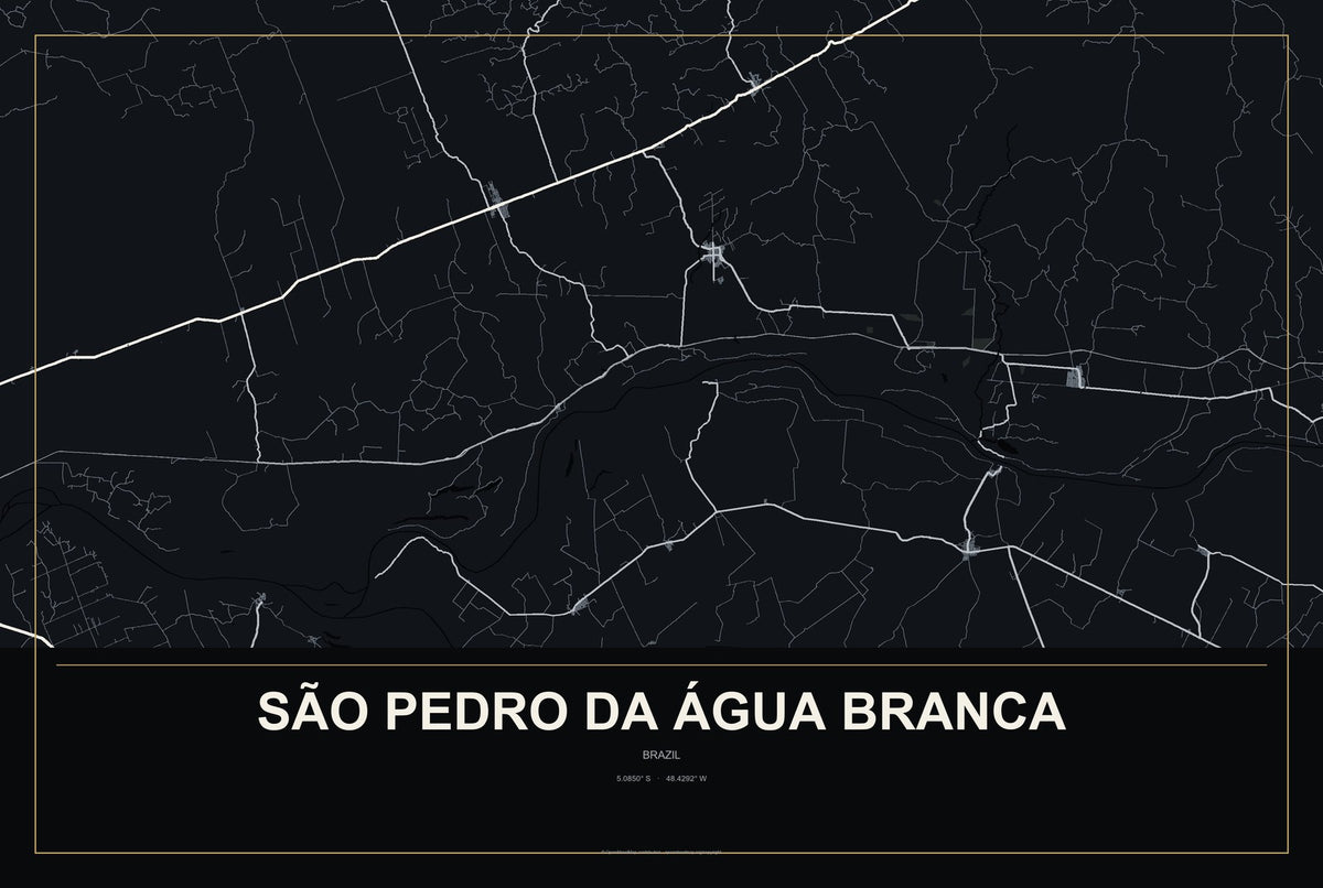 São Pedro da Água Branca, Brazil City Map Aluminum Sign in Metropolitan Noir style