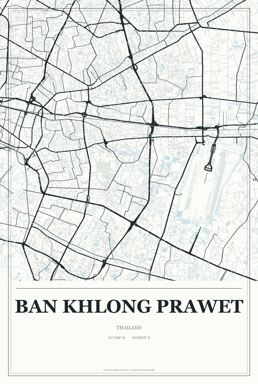 Ban Khlong Prawet, Thailand City Map Aluminum Sign in Gallery Air style