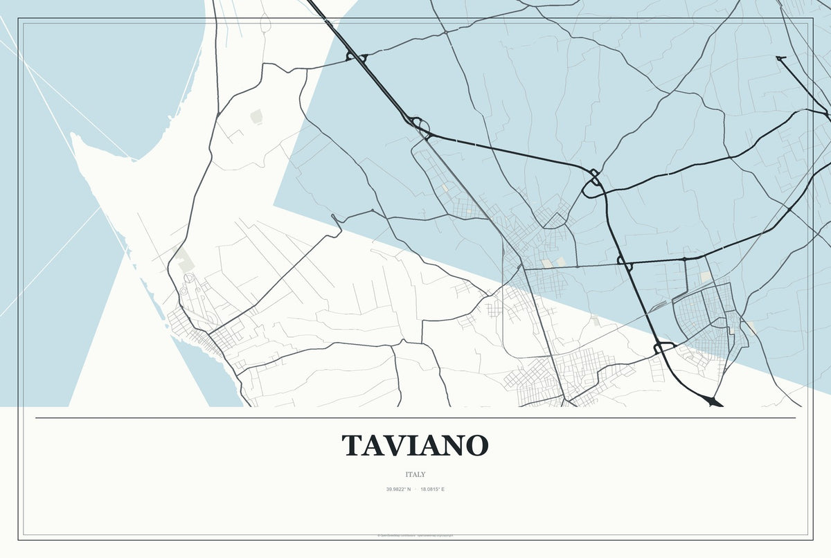 Taviano, Italy City Map Aluminum Sign in Gallery Air style