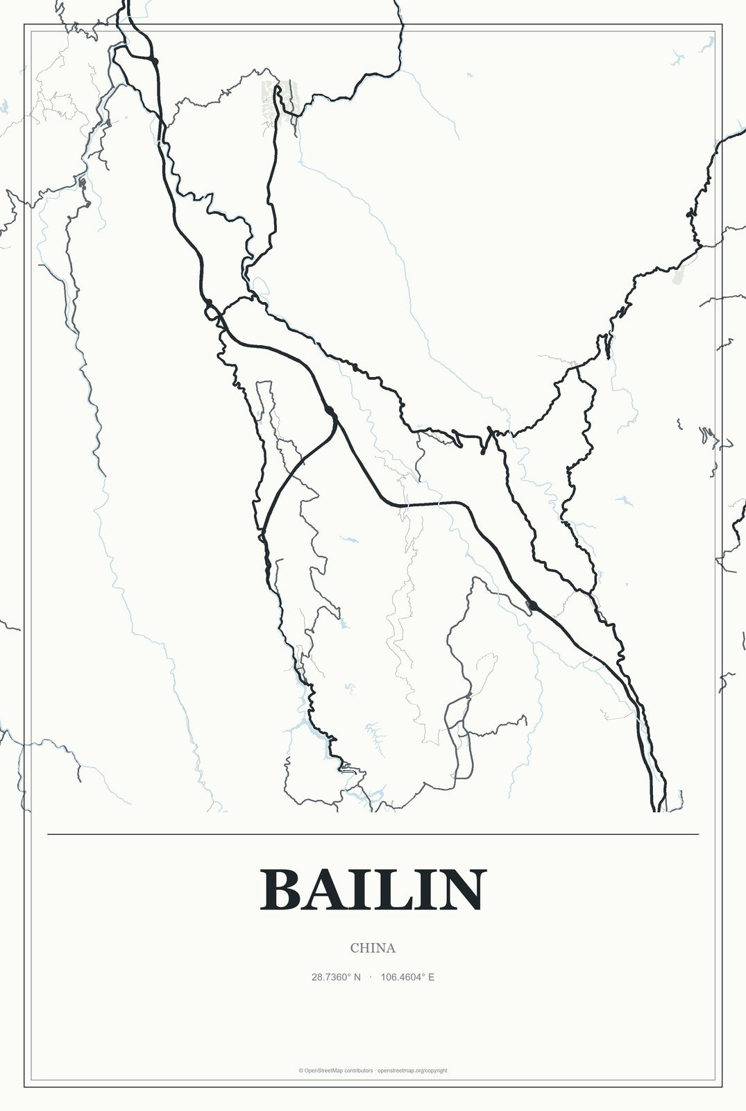 Bailin, Gansu, China City Map Aluminum Sign in Gallery Air style