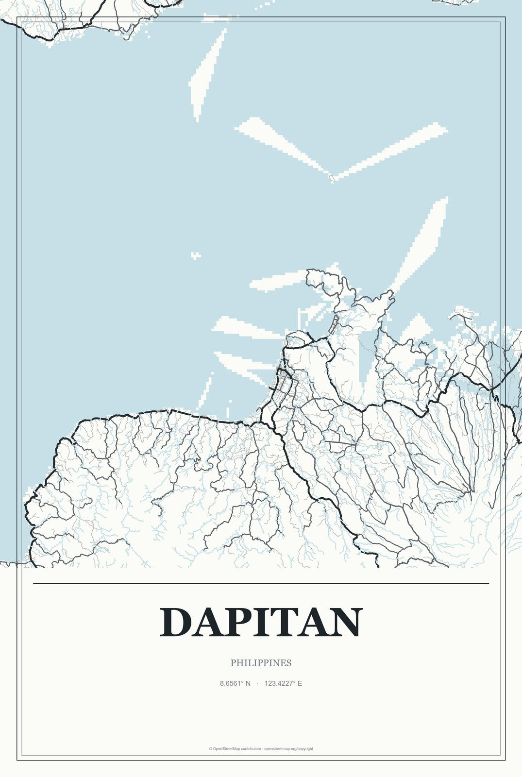 Dapitan, Philippines City Map Aluminum Sign in Gallery Air style