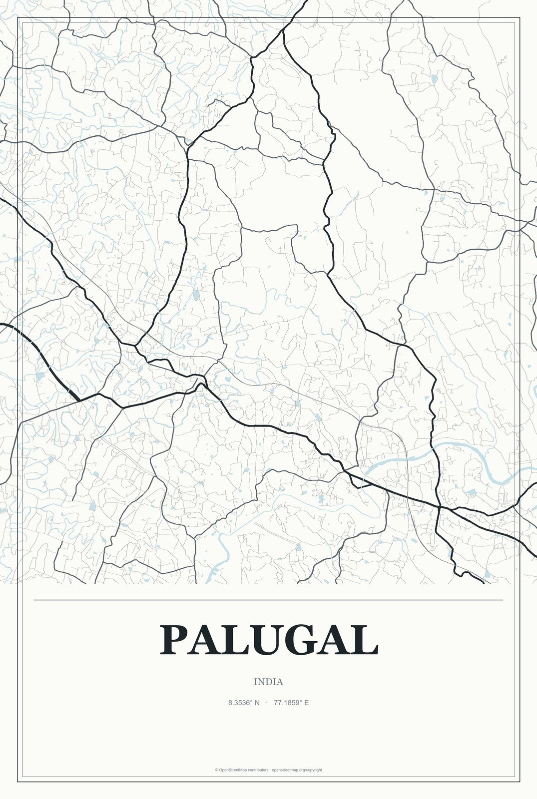 Palugal, India City Map Aluminum Sign in Gallery Air style