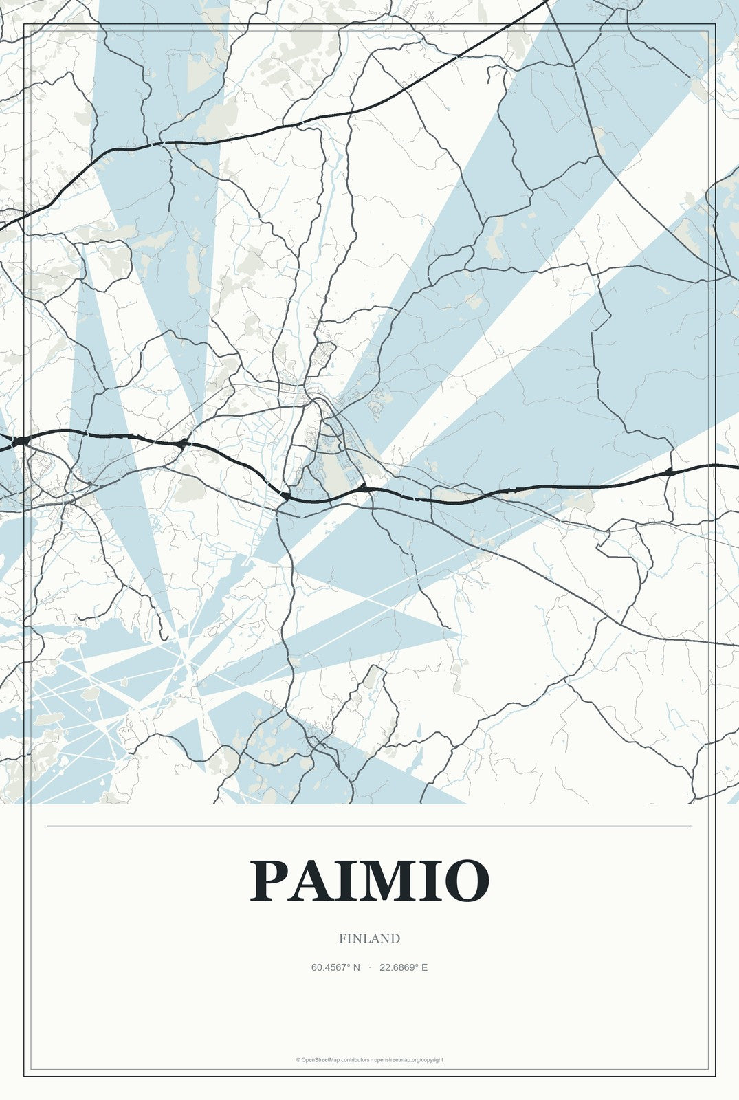 Paimio, Finland City Map Aluminum Sign in Gallery Air style
