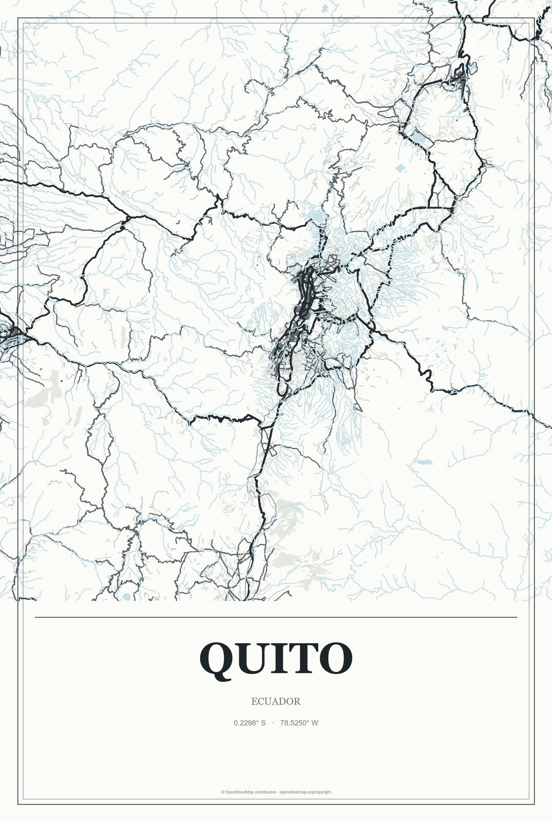 Quito, Ecuador City Map Aluminum Sign in Gallery Air style