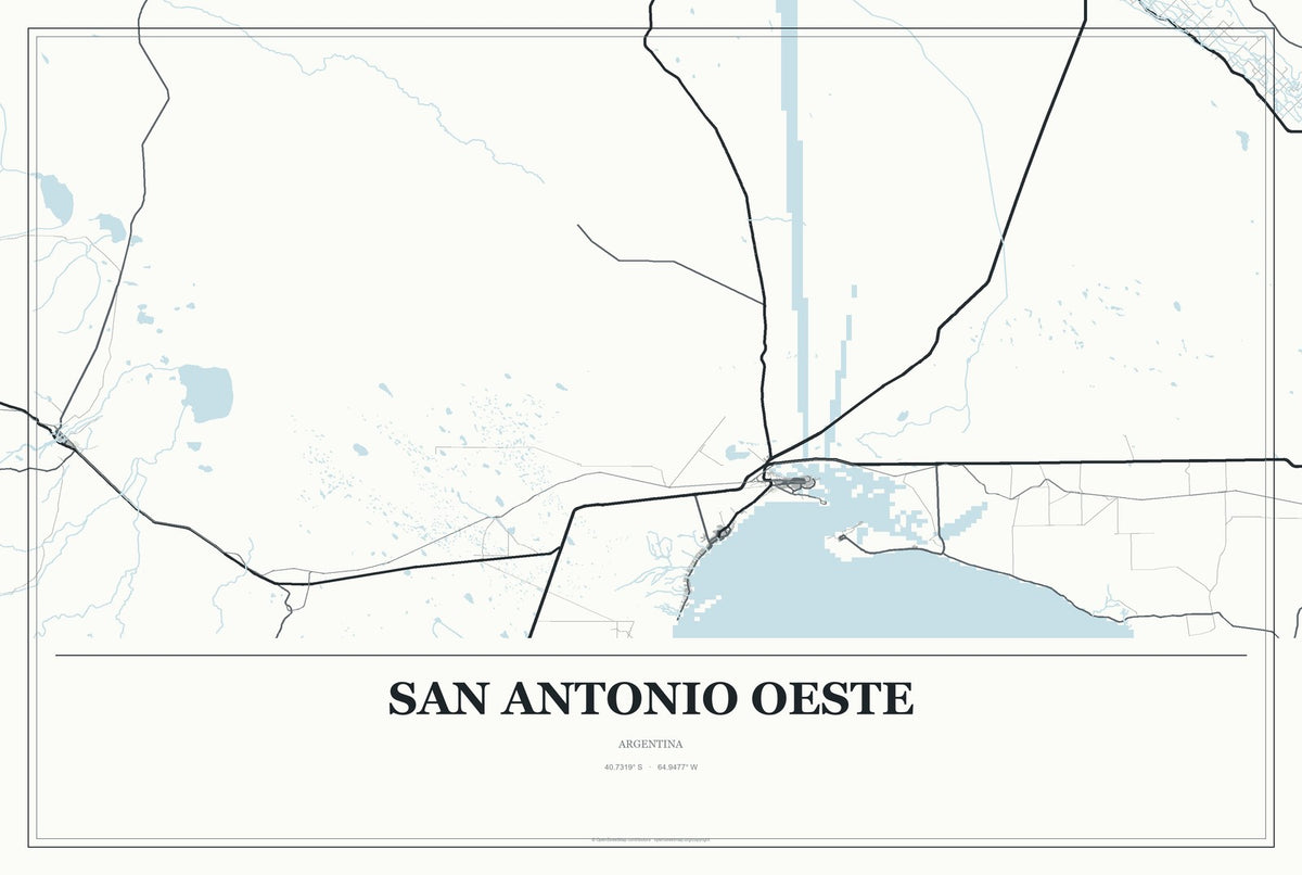 San Antonio Oeste, Argentina City Map Aluminum Sign in Gallery Air style