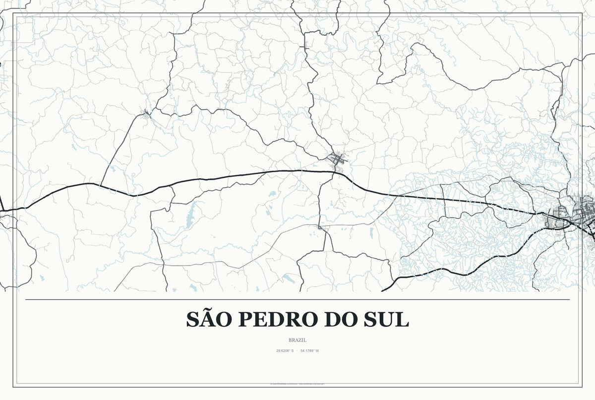 São Pedro do Sul, Brazil City Map Aluminum Sign in Gallery Air style