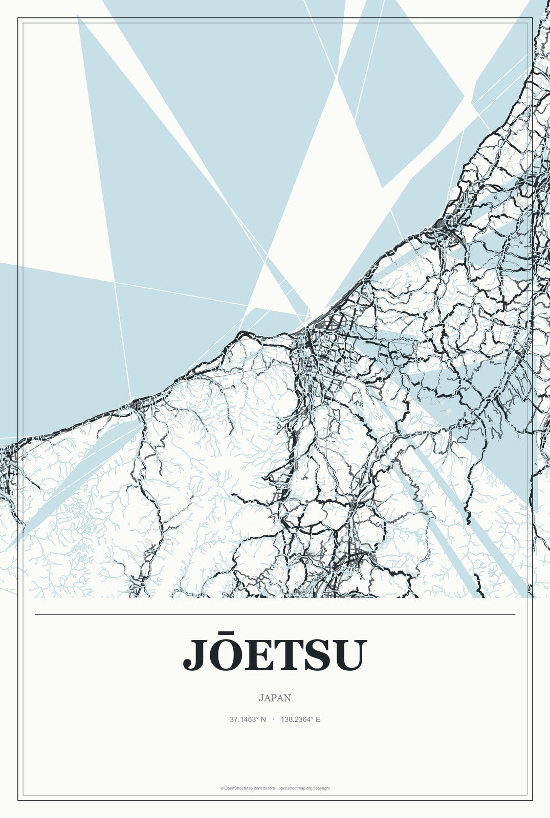 Jōetsu, Japan City Map Aluminum Sign in Gallery Air style