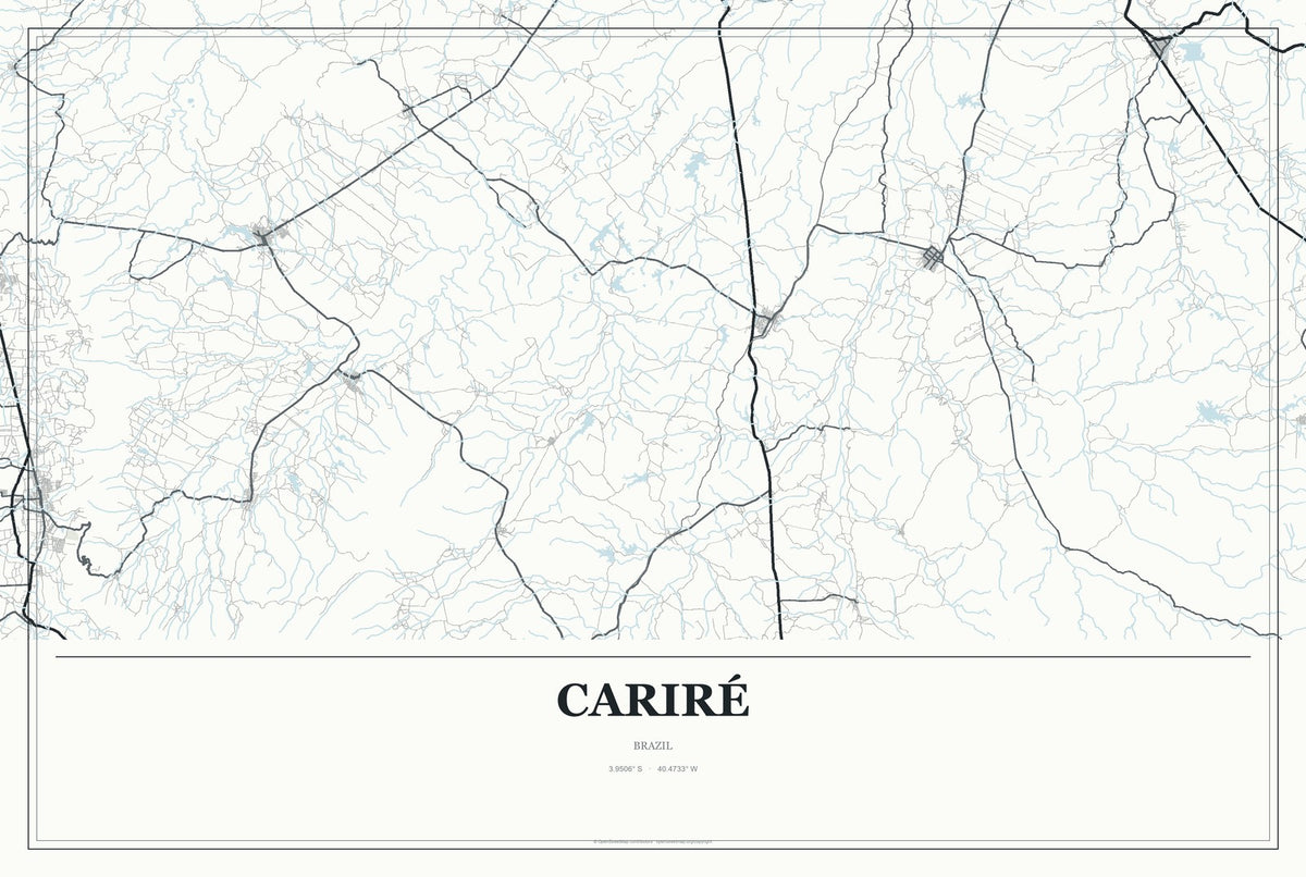 Cariré, Brazil City Map Aluminum Sign in Gallery Air style