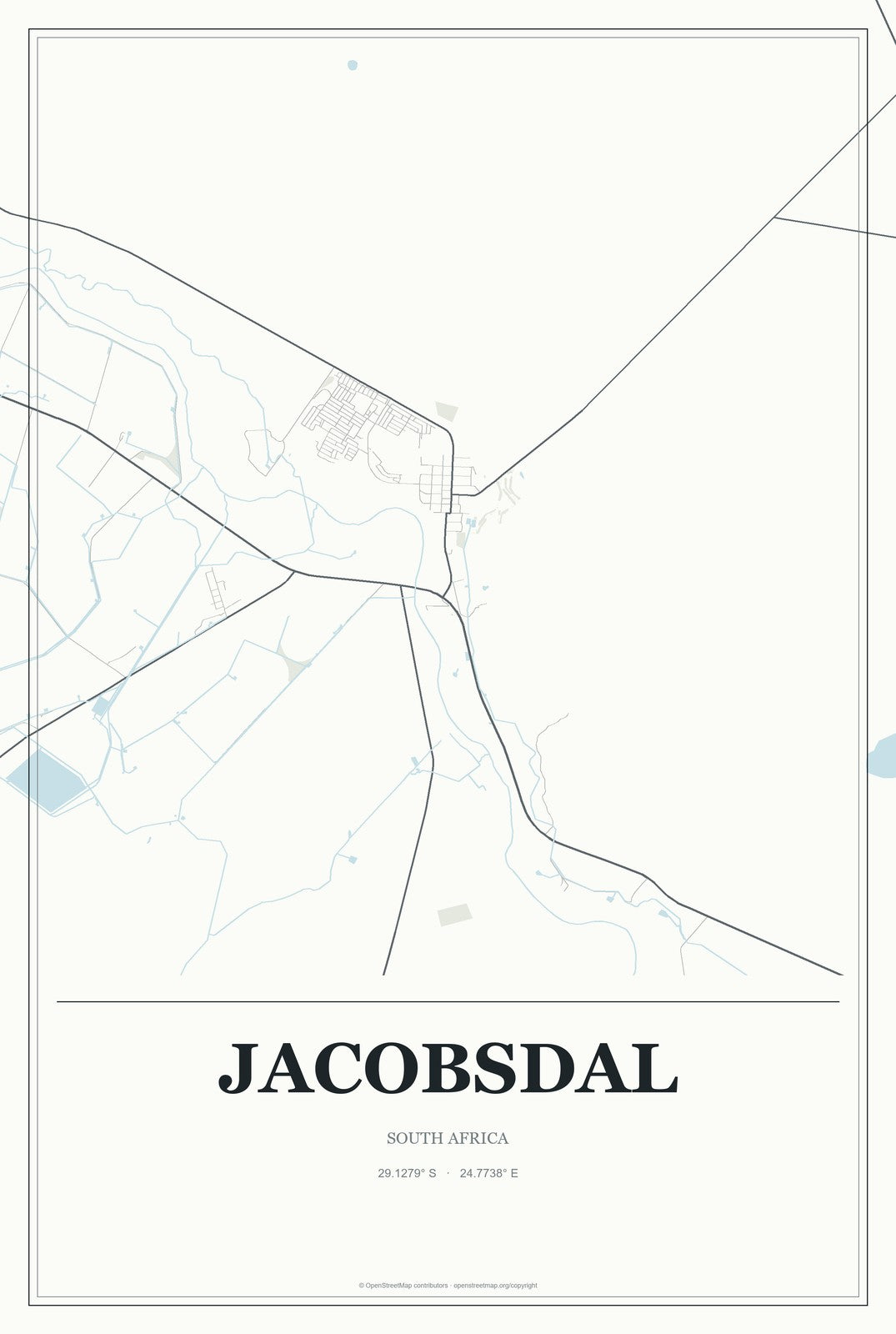 Jacobsdal, South Africa City Map Aluminum Sign in Gallery Air style