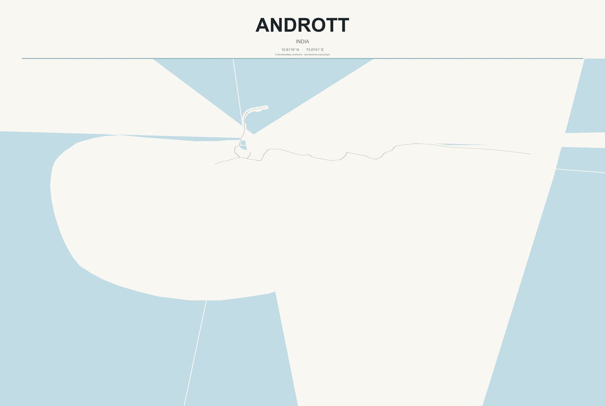 Andrott, India City Map Aluminum Sign in Headline Atlas style