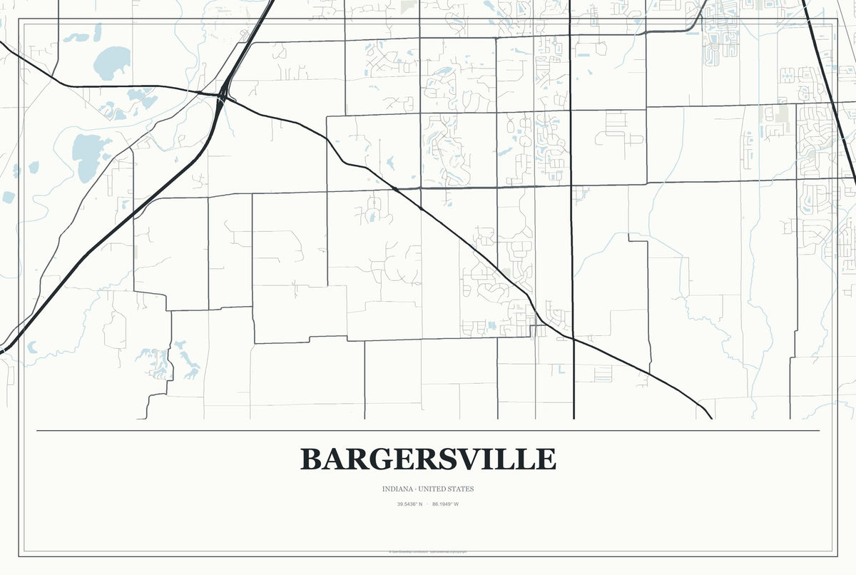 Bargersville, Indiana City Map Aluminum Sign in Gallery Air style