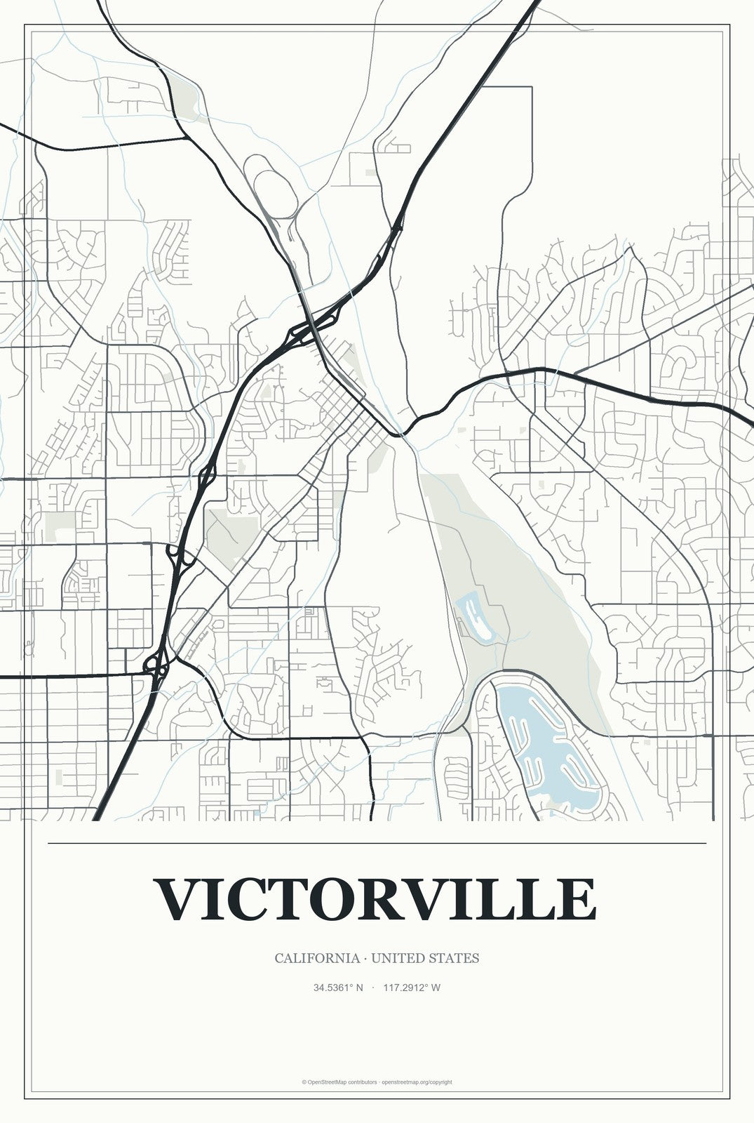 Victorville, California City Map Aluminum Sign in Gallery Air style
