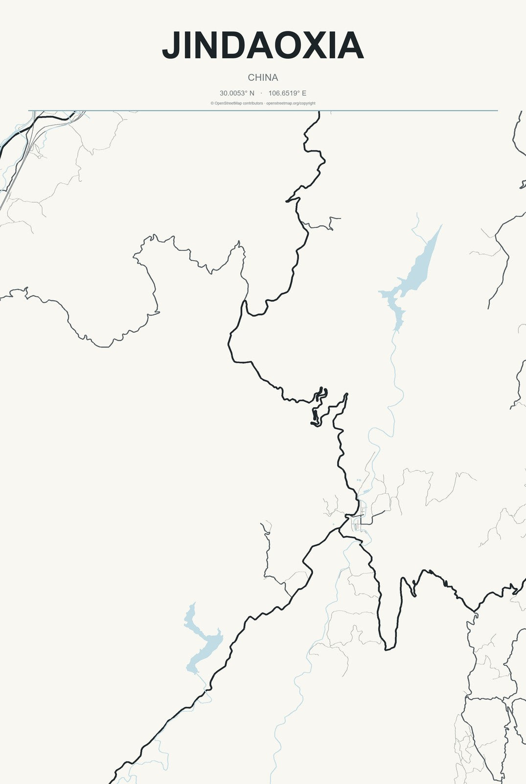 Jindaoxia, China City Map Aluminum Sign in Headline Atlas style