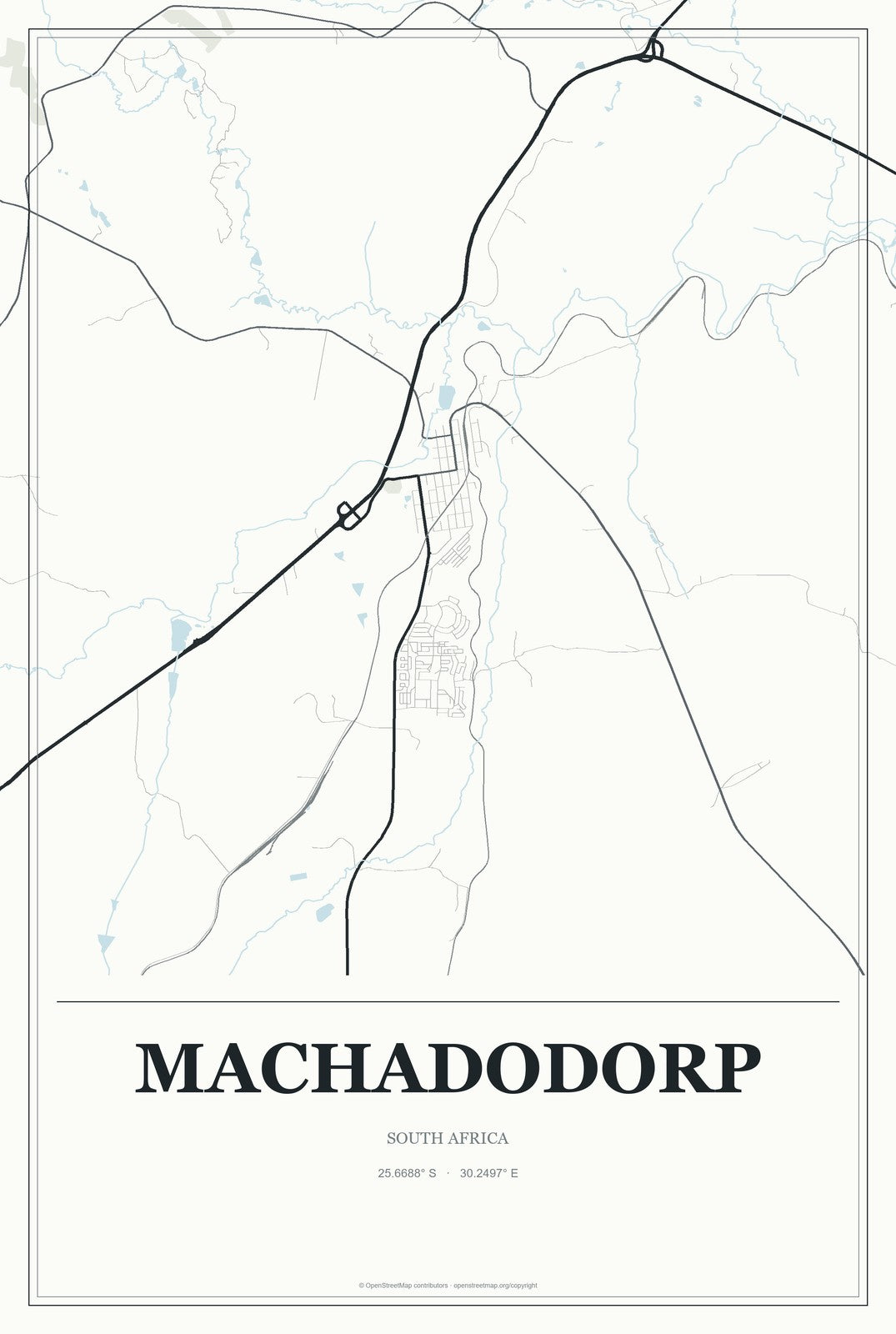 Machadodorp, South Africa City Map Aluminum Sign in Gallery Air style