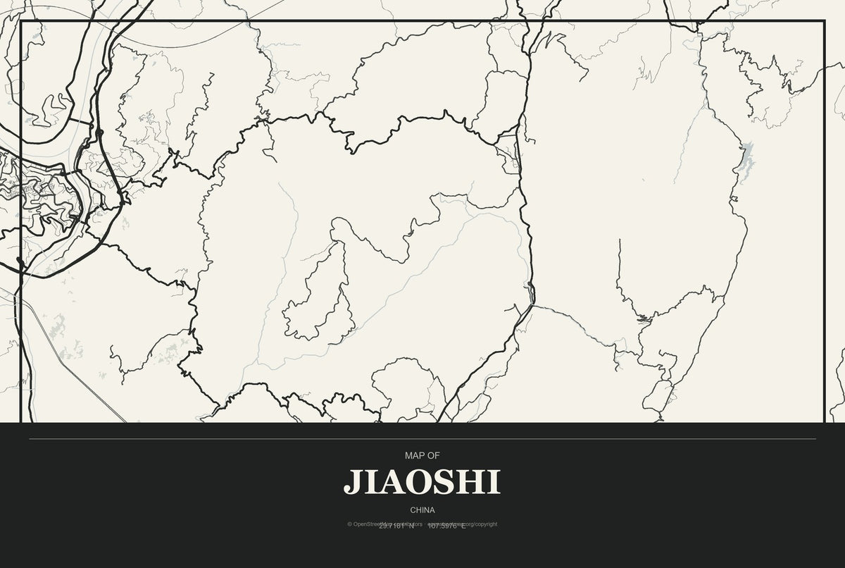 Jiaoshi, China City Map Aluminum Sign in Museum Plaque style