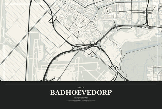 Badhoevedorp, The Netherlands City Map Aluminum Sign in Museum Plaque style