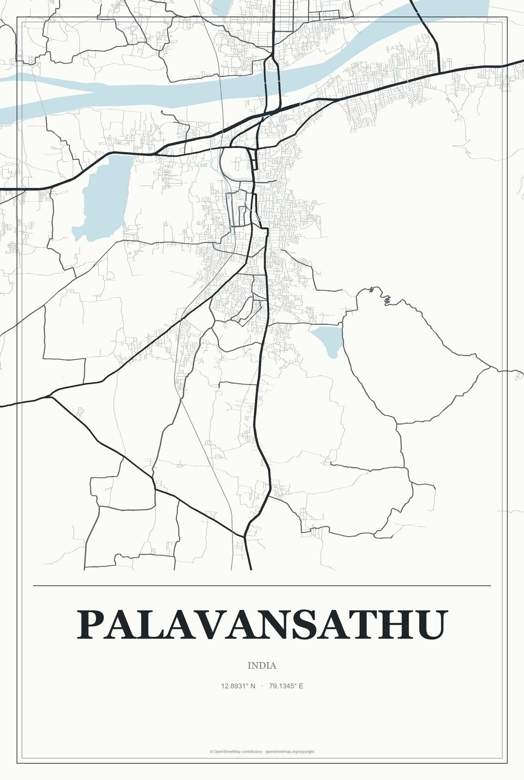 Palavansathu, India City Map Aluminum Sign in Gallery Air style