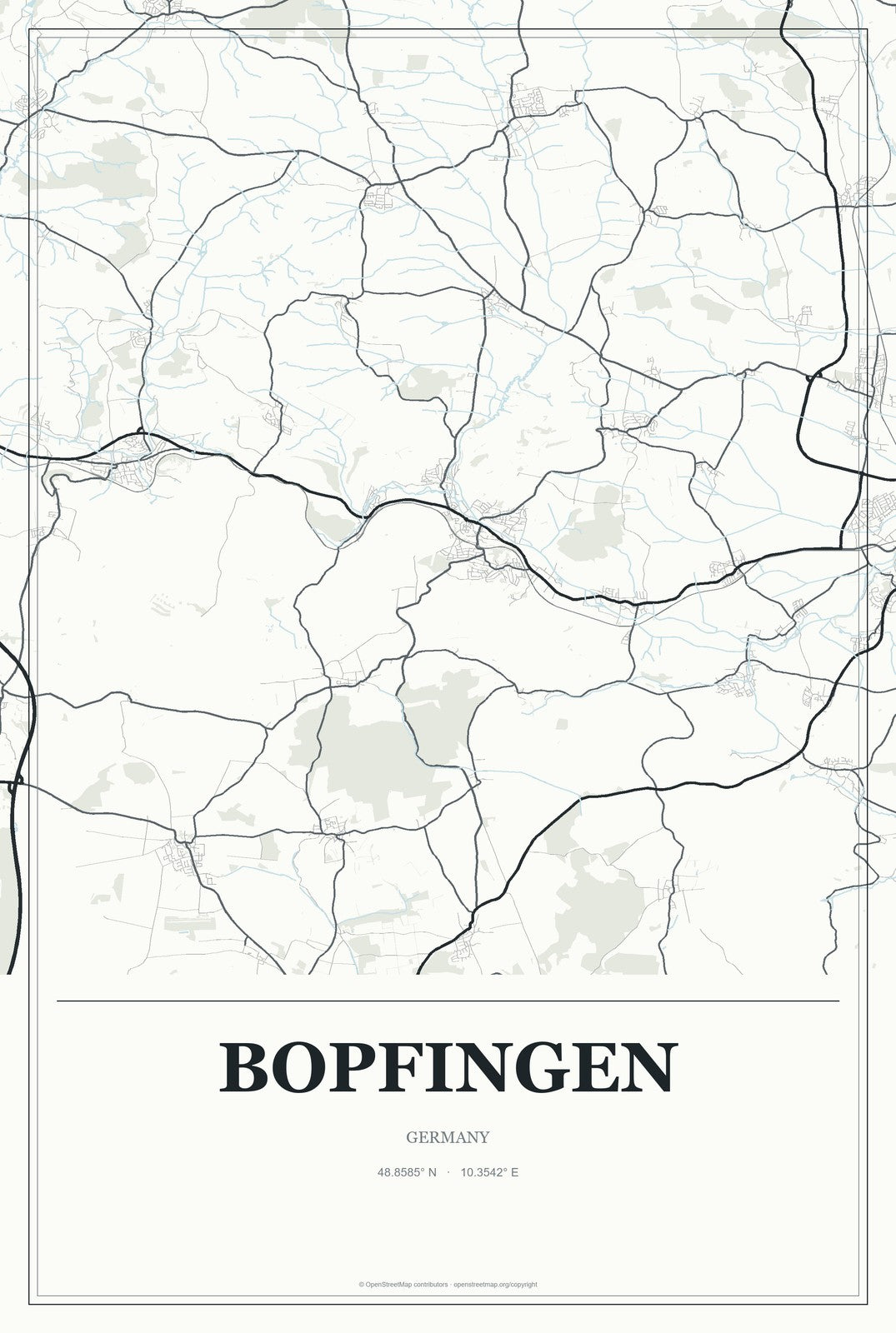 Bopfingen, Germany City Map Aluminum Sign in Gallery Air style